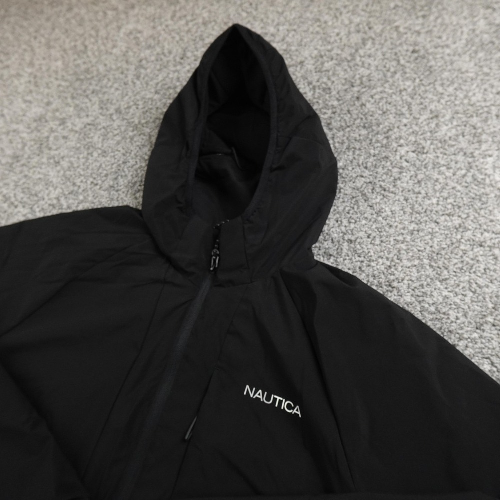 NEW Nautica Jacket Mens S Black Hooded Water Resistant Softshell Coat Outdoor